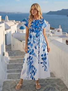 EMERY ROSE Women's Casual Plant Print Mid-Length Dress - Multicolor - View 6