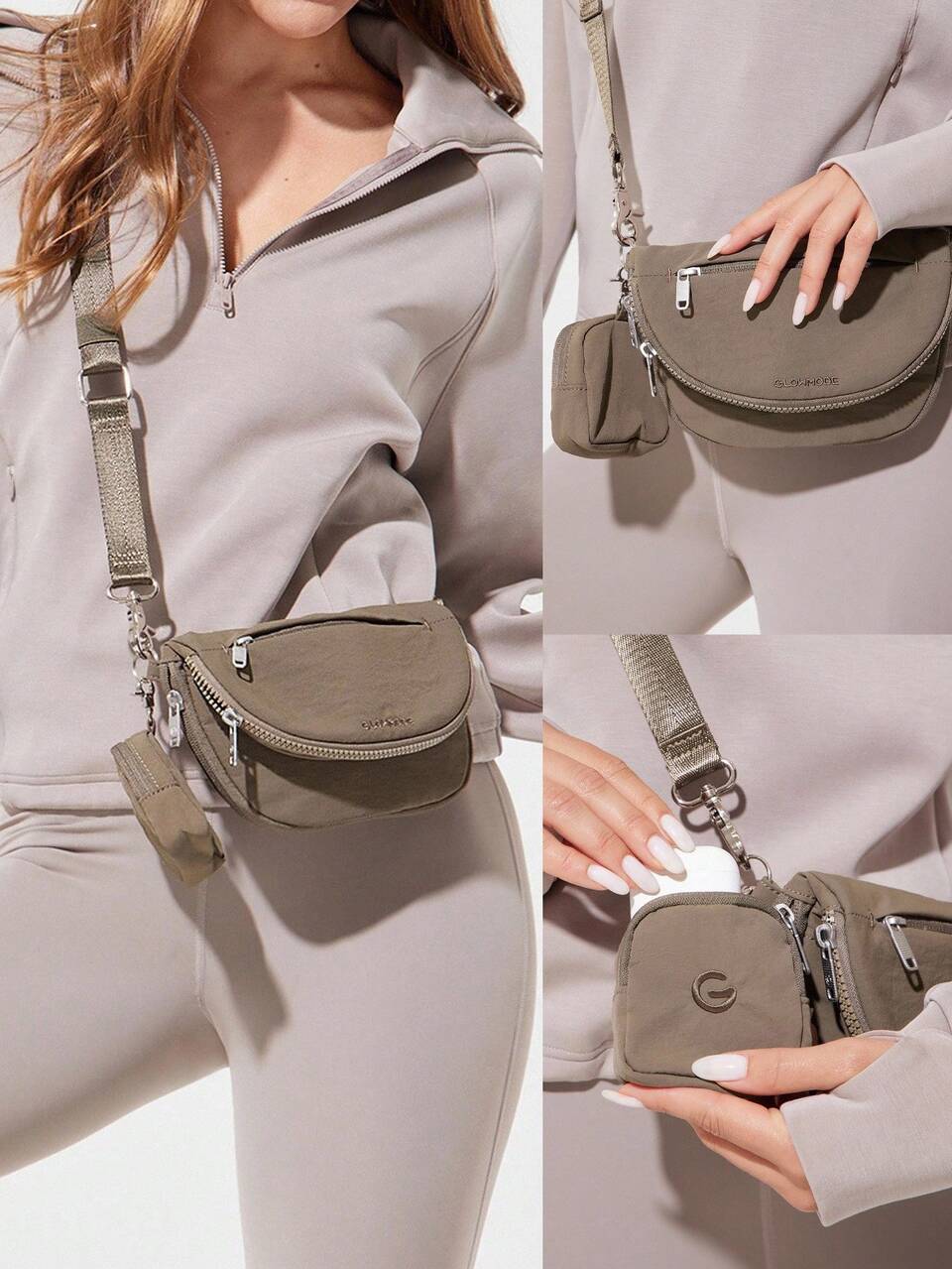 1.5L Easy Commute Water-Resistant Shoulder Strap Bag With Clippable Nano Pouch Daily Casual