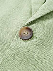 Manfinity Mode 男士极简通勤翻领单排扣西装外套和裤子套装 - 綠色 - 查看 10