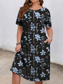 EMERY ROSE Plus Size Floral Print Casual Vacation Dress - Multicolor - View 4