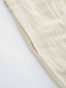 Aalyst Robe en coton Tencel col en U avec col cravate, taille avec lien, poches latérales, fente dans le dos, coupe ample, élégante, romantique, vintage, bureau, décontractée, plage, polyvalente, nouvelle arrivée printemps/été - Nude - Voir 7