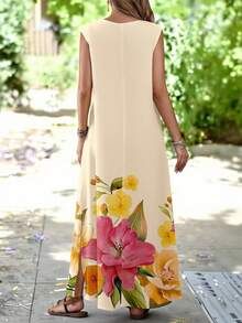 EMERY ROSE Damklänning med blommigt tryck och semestermönster - Multifärgad - Visa 5