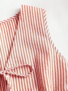 Sweetra European And American Summer New Striped Tie Minimalist Versatile Vest And Straight Leg Pants Women 2 Pieces Set - Red - View 6