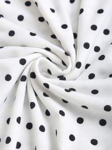 Sweetra 女士波点印花系带露肩设计时尚连衣裙 - 黑與白 - 查看 3