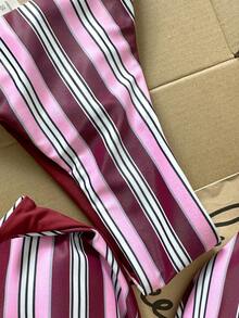 Elavelle Bộ bikini nữ gồm dây chuyền in họa tiết ngẫu nhiên, trang sức kim loại, thích hợp cho mùa xuân/hè. - Nhiều màu - Xem 6