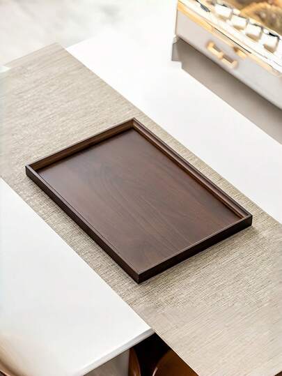 1 Piece Walnut Wood Rectangular Tray Solid Natural Grain Serving Platter For Home Decor Coffee Table Display Storage Organizer Rustic Farmhouse Style