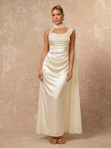 Lumalex Spring Summer Glossy Satin & Draped Mesh Splice Strapless Ruched Waist Mermaid Dress For Women Perfect For Summer  Spring-Break Trips  Cruises  Beach Weekends  Vacations  Parties  Date Nights  Weddings  Proms  Banquets  Birthdays  Carnivals  Festivals And Other Holiday Events. Neo-Girly Charm  Boho-Casual Flair  Quiet Luxury  Business Chic  And Relaxed Vacay A Richly Layered  Glitter-Accented Style For Luxury Proms  Receptions  Banquets  Weddings  Raves  Festivals  Holiday Gatherings  And Outdoor Evening Occasions-Ideal Whenever You Need A Sophisticated Yet Striking Party Look Ivory Dresses Wedding Dresses Ruched Dresses Bridesmaid Dresses Milkmaid Dresses - Light Yellow - View 12