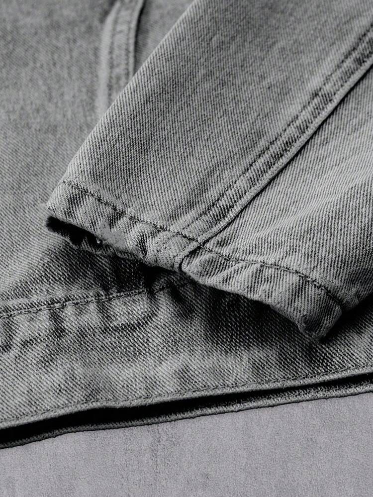 Manfinity Denimwave 男士牛仔短款外套，长袖 - 灰色 - 查看 5