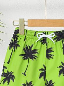 SHEIN 男童泳装，四向弹力面料，随机椰树印花沙滩短裤，休闲清爽，百搭，适合游泳、夏季度假、海滩、泳池、节日派对等场合。 - 彩色 - 查看 5