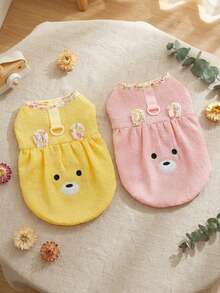 PETSIN 狗狗服装、猫咪服装、动物裙装、宠物春夏新品系列、幼犬连衣裙、公主风百搭连衣裙、条纹印花、小型动物服装、清凉防晒霜 - 彩色 - 查看 1