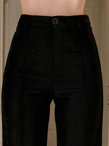 Bris Aura 高腰黑色舒适直筒裤 - 黑色 - 查看 4