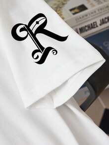 Chillumni 男士哥特风格文字印花休闲圆领T恤，展现权力、权利和信仰的暗黑美学 - 彩色 - 查看 3