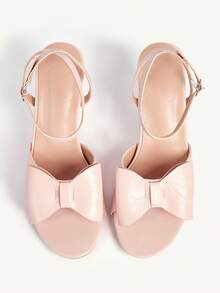 CUCCOO CHICEST Pink Bow Stiletto Sandals Female Summer Open Toe Buckle Sweet Fairy Style Wedding Shoes - Baby Pink - View 2