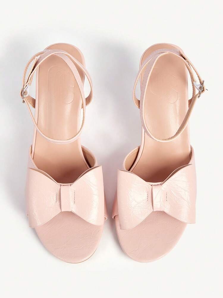 CUCCOO CHICEST Pink Bow Stiletto Sandals Female Summer Open Toe Buckle Sweet Fairy Style Wedding Shoes Wedding Shoes Summer Shoes Bride Shoes