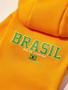 PETSIN 1 Green Letter Printed Pet Yellow Sports Style Thick Warm Spring And Autumn Pet Clothing Hoodie - Yellow - View 4