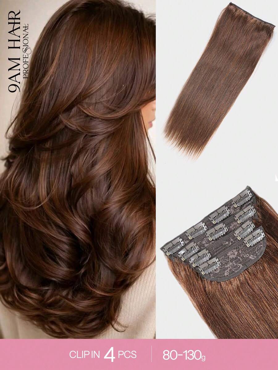 Clip In Hair Extensions Human Hair, 8-20 Inch Clip In Extensions For Women, Invisible Straight Seamless Clip Ins Hair Extensions 4pcs Double Weft #4 - S4 - View 1