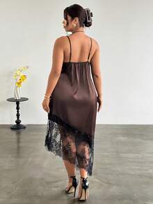 Firerie Plus Size Women Lace Elegant Waist Cinching Spaghetti Strap Party Dress Zanzea For Zanea Woman New Arrival Casual Date Dresses Whute Ladies Graduation - Brown - View 2