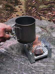 1pc/2pcs Random Style Camping Portable Solid Fuel Stove, German Folding Stove, Cartridge Stove, Foldable Outdoor Stove, Metal Iron Net - Silver - View 1