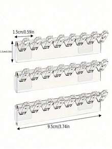 3pcs Wall Mounted Necklace Holder Rack With 8 Hooks, Jewelry Organizer For Necklaces, Bracelets, Rings - Clear - View 11