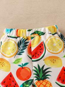 SHEIN Bộ áo sơ mi và quần short in hình trái cây phong cách thường ngày cho bé trai đi nghỉ mát. - Nhiều màu - Xem 7