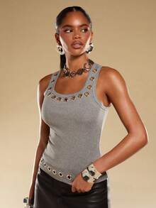 Normani Grey Cropped Sleeveless Top - Grey - View 7