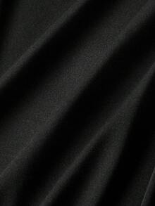 SHEIN MOD Petite 女士高腰侧抽绳褶裥鱼尾长款黑色半身裙 - 黑色 - 查看 4