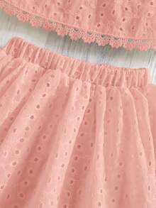 Emery Rose Kids Emery Rose Kids 女嬰休閒極簡舒適圓領無袖露背不對稱下擺背心上衣與裙子套裝 - 粉色 - 查看 9
