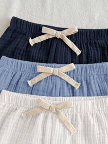 Loomiva 3pcs Baby Boy Casual Bow Decor Versatile Daily Wear Pants Set,Kids - Multicolor - View 5