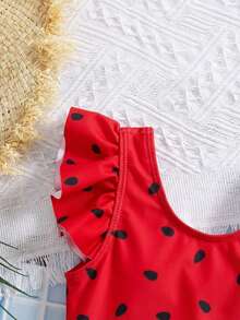 Emery Rose Kids Emery Rose Kids 女婴蝴蝶装饰荷叶袖连体泳衣 - 彩色 - 查看 4