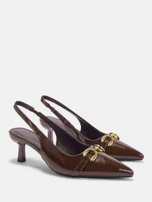 CUCCOO CURVES Women Shoes Women's Pointed Buckle Design Everyday Versatile Fashion Wide Last High Heels - Coffee Brown - View 2