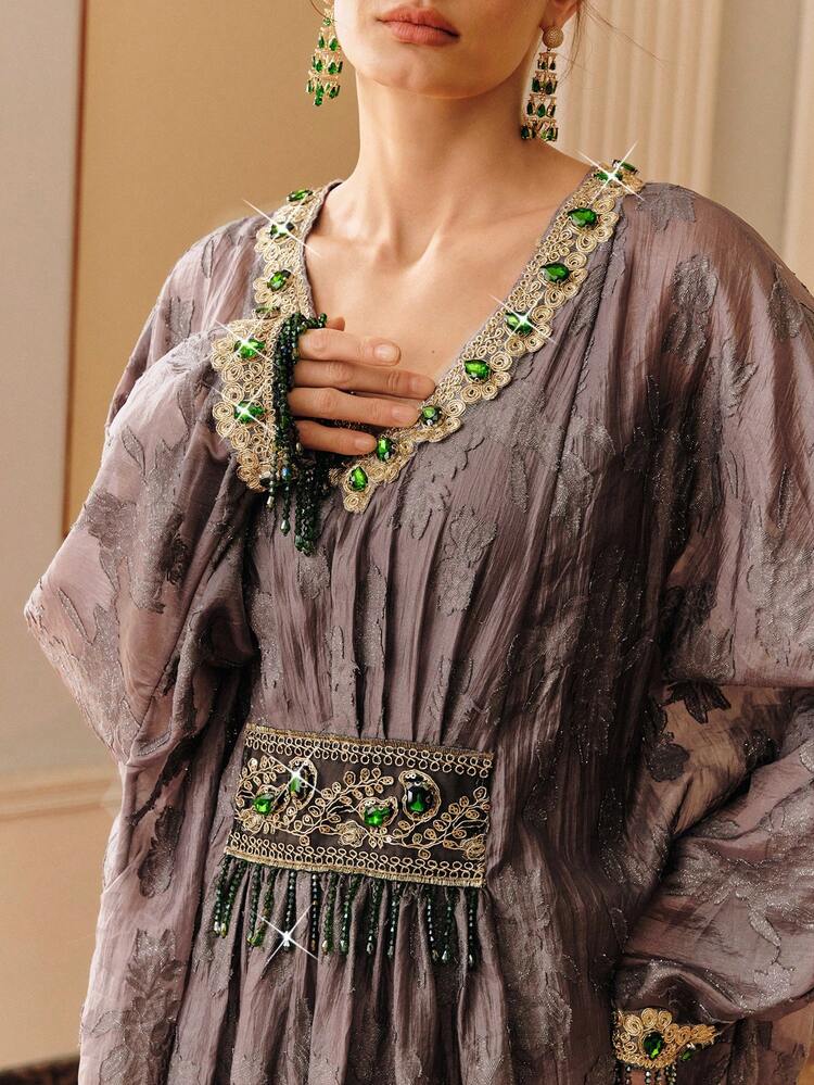 Women's New Loose Elegant Luxury Beaded Sequin Maxi A-Line Wedding Dress