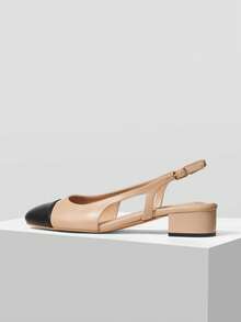 MOTF WOMEN'S ELEGANT COLOR BLOCK BUCKLE HIGH HEELS PUMPS SPRING SHOES - Apricot - View 2