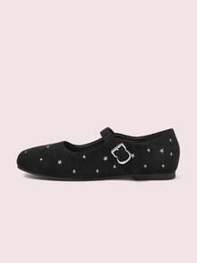 CUCCOO DOLLMOD Women's New Fashion College Wear Black Star Embroidered Flat Sole Shoes Versatile - Black - View 7