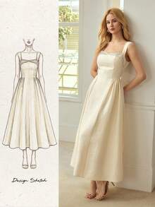 MOTF PREMIUM ĐẦM NỮ ĐÍNH ĐÁ QUÝ - Màu be - Xem 1