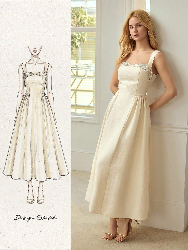 WOMEN'S RHINESTONE EMBELLISHED WAIST DRESS