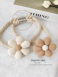 1/2PCS Adjustable Fabric Flower Cute Button Loop Creative Holdback Decorative Floral Pastel Curtain Tieback Straps Home Living Room Bedroom Decor Wedding Party Housewarming Gift Aesthetic Boho Cottagecore DIY - multicolor - View 3