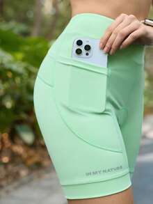 SHEIN In My Nature Women's 4D Padded MTB Cycling Shorts - Pocketed, With Seat Padding - Green - View 4