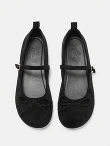 CUCCOO CURVES 2026新款黑色图案平底胖脚单鞋浅口通勤法式气质专业平底单鞋女款穿圆头不累脚 - 黑色 - 查看 2