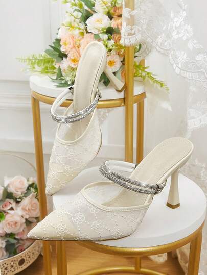 CUCCOO HITCHD 细跟网面高跟鞋，闭趾性感绑带凉鞋