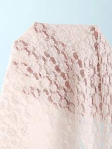 Swim Mod 3件套女士夏季沙滩度假时尚蕾丝边三角比基尼上衣、侧系带三角比基尼下装和蕾丝罩衫泳衣套装 - 彩色 - 查看 4