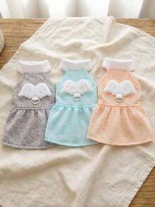 PETSIN 狗狗服装、猫咪服装、动物裙装、宠物春夏新品系列、幼犬连衣裙、公主风百搭连衣裙、条纹印花、小型动物服装、清凉防晒霜 - 彩色 - 查看 3