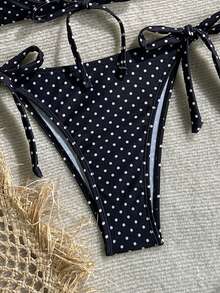 Swim Vcay 热销春夏沙滩度假波点印花前系带+波点印花侧抽绳三角比基尼两件套 - 彩色 - 查看 4