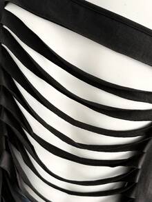 Lalippa Women's Black Skeleton Cut Out Backless T-Shirt - Short Sleeve Off Shoulder Gothic Grunge Top - Black - View 4