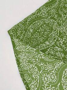 EMERY ROSE Plus Size Women Allover Print Casual Versatile Daily Wear Button-Down Shirt - Green - View 3