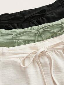 SHEIN Essnce 三件套休闲直筒阔腿裤，女士夏季套装，女士日常穿着 - 彩色 - 查看 9