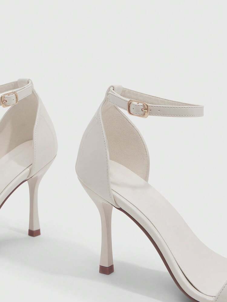 CUCCOO SZL Women Shoes Spring And Summer New Round Toe Thin High Heel Beige Ankle Strap Simple Women's High Heel Sandals Fashionable And Comfortable Versatile Sexy Party Women's Sandals Women's Shoes
