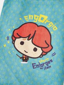 HARRY POTTER X SHEIN Women's Cartoon And Letter Pattern Convenient Handbag - Mint Blue - View 4