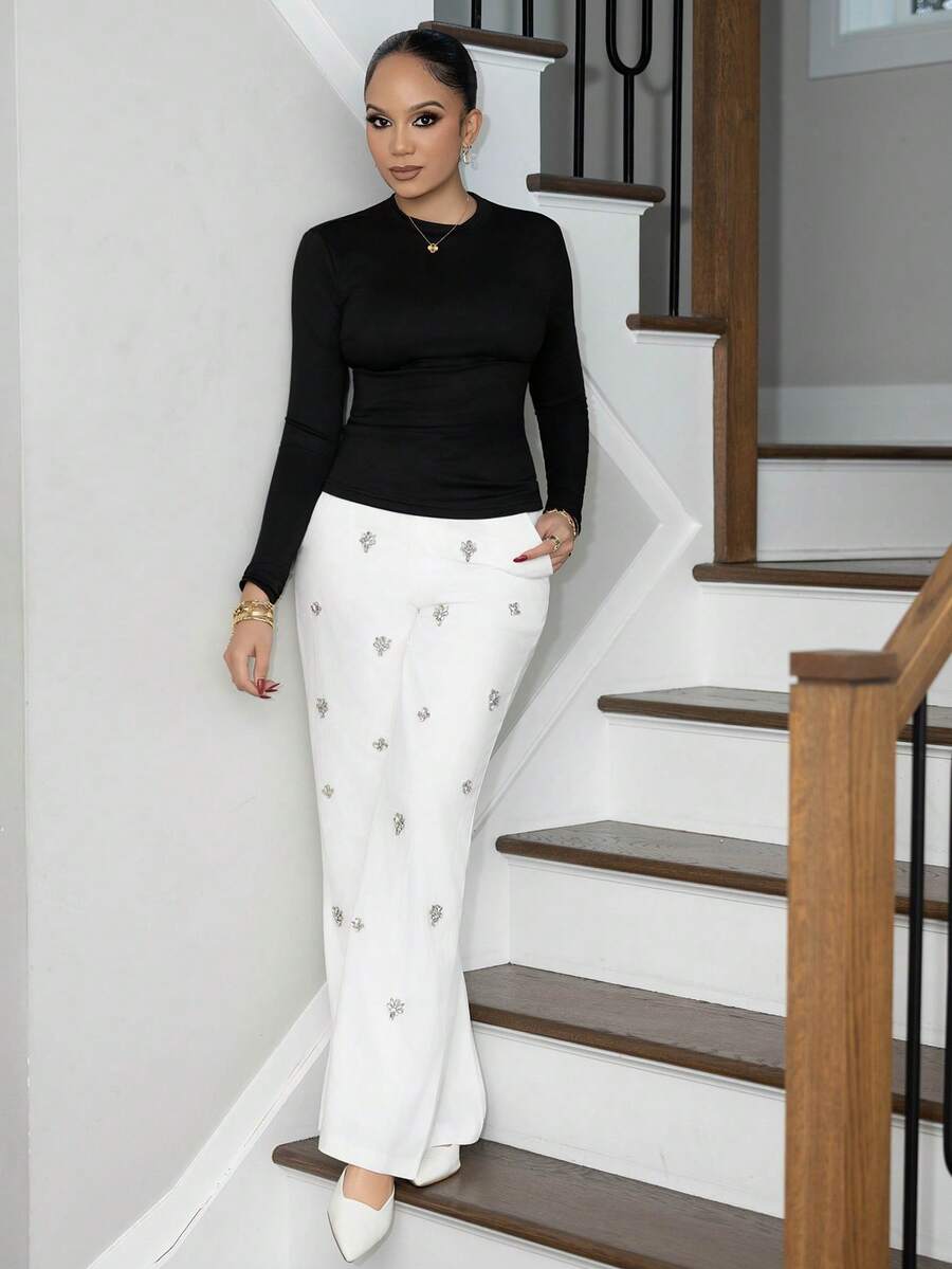 Melissa Matos ÁO THUN DÀI TAY SLIM FIT - màu đen - Xem 1