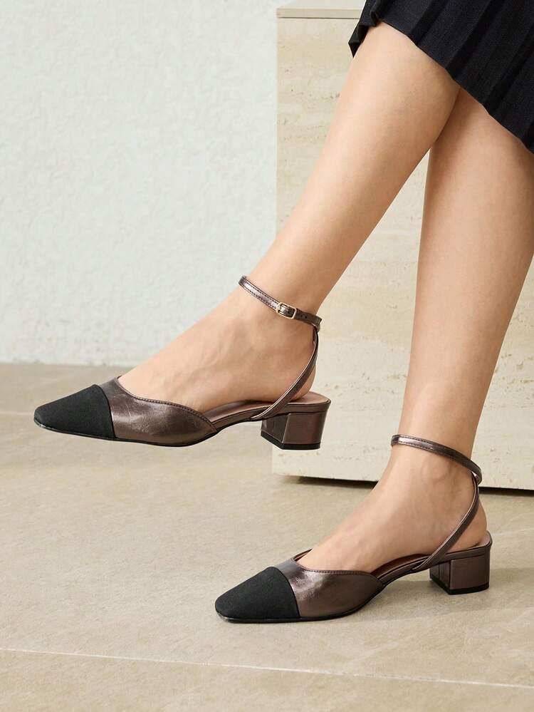 WOMEN'S ELEGANT CONTRAST COLOR ANKLE STRAP HIGH HEEL PUMPS VALENTINE'S DAY SPRING SHOES