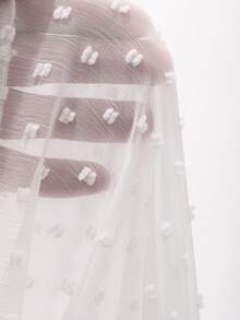 Livesso Women's V-Neck Textured Fabric Elegant Semi-Sheer Blouse - White - View 8